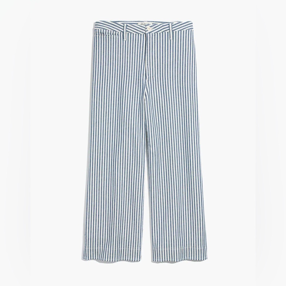 Madewell Emmett Wide-Leg Crop Pants in Herringbone Railroad Stripe Size 26